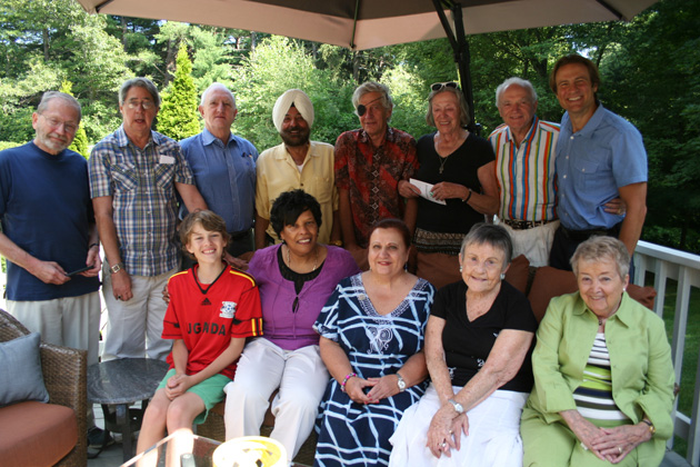 The July 2014 TCC New England gathering. Seated, from left to right: Troy, Santulli (Dave's son, close to provisional membership with 68 countries), Marjorie Ramsey, Anush Dawidjan, Mary Sweeney and Themis Stoumbelis. Standing, from left to right: Harvey Wartosky, Ned Lynch, Nils Bormanis, Arvi Bahal (our generous host), Daan Sandee, Noel Mann, Jerry Sweeney and New England Coordinator Dave Santulli. Not pictured:  Pam Bahal.