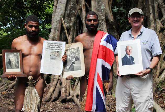 Dr. Lew Toulmin with members of the Prince Philip tribe of Vanuatu