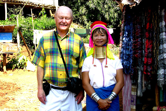 Long-time Michigan member Robert Spehar, who has already been to all the TCC destinations, took an excursion from Chiang Rai, Thailand, where he was pictured with a neck-ringed lady from Maw Chan. During another trip to Niue, a small island five hours by air from New Zealand, he had to be medically evacuated to Auckland, where he spent three weeks, then was transported to Los Angeles and home to Michigan. The lesson from this: All travelers should have medical evacuation insurance!