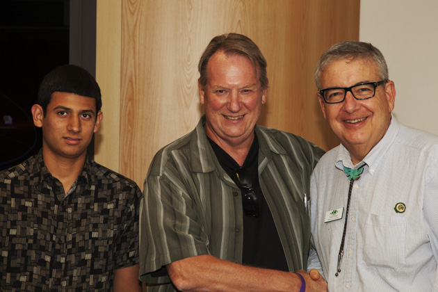 Guest speaker Rick Gerrard (center) with his son Shane (left) and Chapter Coordinator Matt Cohen