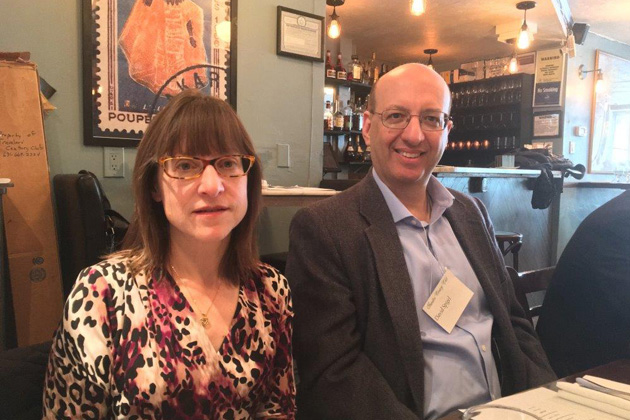 At the New York reception — Margaret Casagrande and David Spigel.