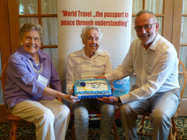 remaining charter members holding the cake Charters members of the Colorado TCC chapter (left to right): Darlene Jamison, Bonnie O’Leary and David Van Treuren