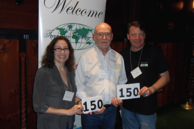 Also at the Northern California luncheon, recognized for reaching the 150-country mark are (l-r) Wendy Arbeit, Ed Wilson, and Craig Roark.